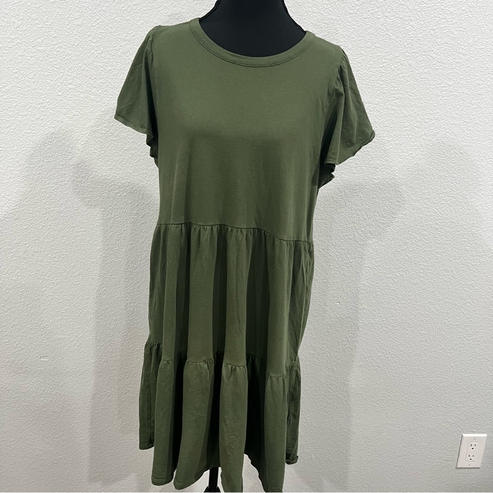 J. Crew Women’s Olive Green Tiered Mini Dress 100% Cotton